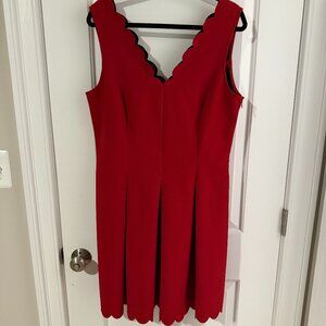 Banana Republic Fit and Flare Red Scalloped Dress Size 14